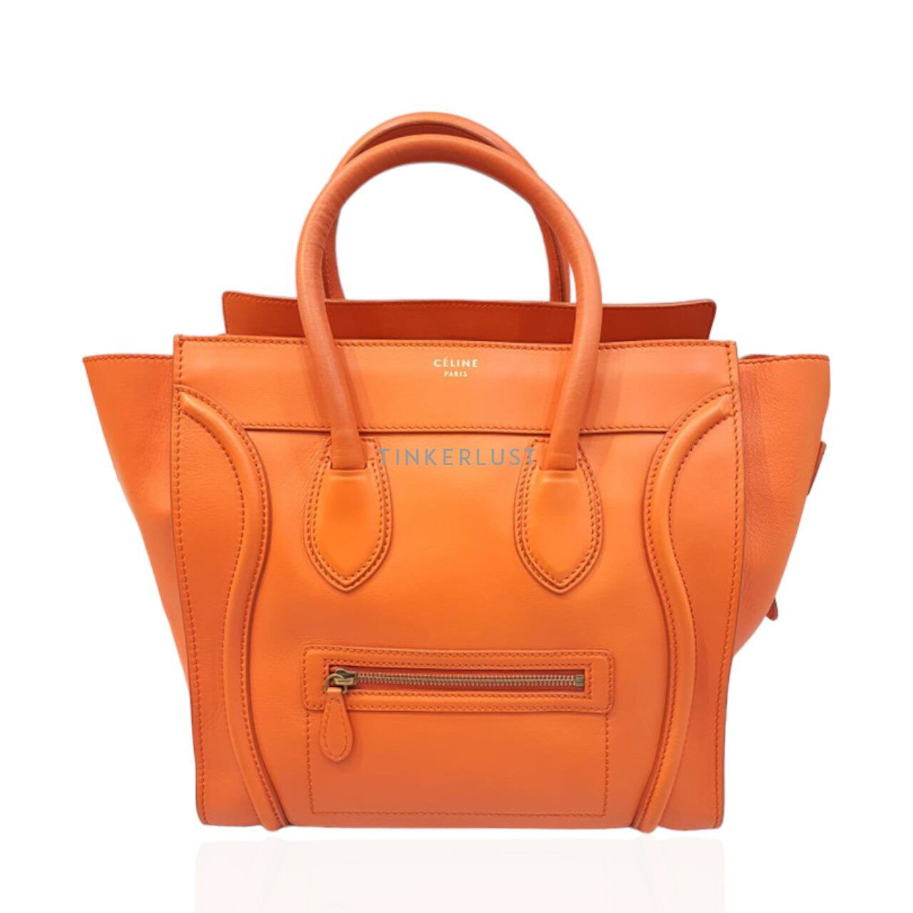 tas handbag Celine Mini Luggage Orange GHW Handbag Tinkerlust